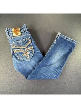 Rock Revival Cael Straight Jeans Men’s Size 30x28(32x28) Distressed embroidered